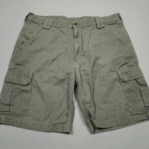 Carhartt Utility Canvas Cargo Work Shorts Green Workwear Casual Hiking 40